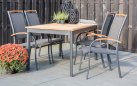 Aluminiowy stół ogrodowy z blatem z deseczek z teaku MONZA 150 x 90.