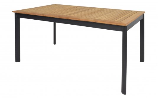 Aluminiowy stół ogrodowy z blatem z deseczek z teaku MONZA 150 x 90. Aluminiowy stół ogrodowy z blatem z deseczek z teaku MONZA 150 x 90.