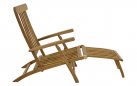 Fotel ogrodowy LOUNG teak klasy C z podnóżkiem 148×60×90 cm