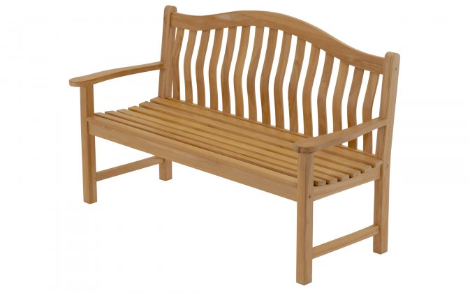 Ławka, ogrodowa, ergonomicznym kształcie ERGO i szerokości 158 cm z drewna tekowego