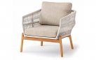 Zestaw ogrodowy ALICANTE sofa 2‑osobowa 2 fotele stolik teak aluminium lina Olefin beż