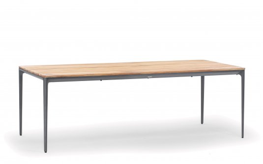 Aluminiowy stół ogrodowy BAHAMAS z blatem z drewna teak w kolorze podstawy antracyt Aluminiowy stół ogrodowy BAHAMAS z blatem z drewna teak w kolorze podstawy antracyt