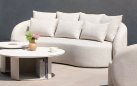 Trzyosobowa sofa ogrodowa tapicerowana jasnobeżowa luksusowa COSY