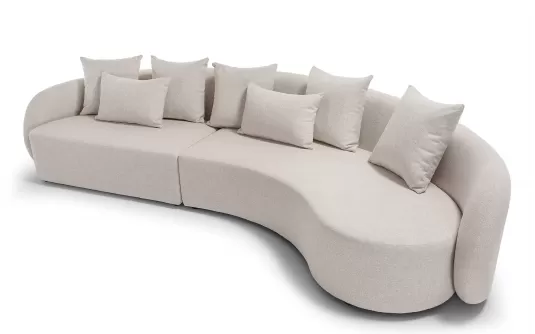 Szeroka 5-osobowa sofa ogrodowa jasnobeżowa z miękkimi kształtami COSY