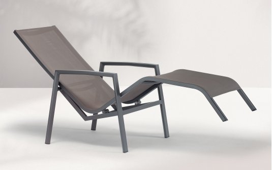 Profilowany leżak aluminiowy ogrodowy CANCUN z siedziskiem z tekstylny
