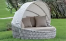 Biało szarobeżowe łóżko ogrodowe leżanka z daszkiem Eden