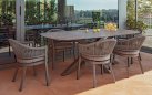 Luksusowy stół ogrodowy MILO 240x105 aluminiowa podstawa krzyżowaj I blat Hpl imitacja kamienia