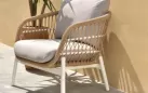 Biało-beżowy zestaw aluminiowy ogrodowy sofa 2,5 os. 2 fotel stolik ELBA