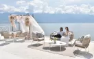 Biało-beżowy zestaw aluminiowy ogrodowy sofa 2,5 os. 2 fotel stolik ELBA