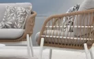 Biało-beżowy zestaw aluminiowy ogrodowy sofa 2,5 os. 2 fotel stolik ELBA