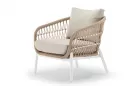 Biało-beżowy zestaw aluminiowy ogrodowy sofa 2,5 os. 2 fotel stolik ELBA