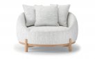 Tapicerowany fotel wypoczynkowy ogrodowy z popielatobeżową tapicerka MOON