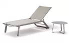 Aluminiowy leżak ogrodowy sztaplowany z siedziskiem z podwójnej teksty liny BAJO taupe