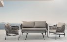 Zestaw wypoczynkowy na taras ogrodowy aluminiowy z sofą dwuosobową fotelami stolikiem Monaco taupe