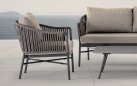 Zestaw wypoczynkowy na taras ogrodowy aluminiowy z sofą dwuosobową fotelami stolikiem Monaco taupe