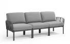 Trzyosobowa sofa ogrodowa komodo kolor antracyt z poduszkami Olefin