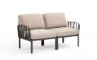 Sofa dwuosobowa modułowa z polipropylenu komodo nardi z poduszkami subrella