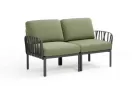 Sofa dwuosobowa modułowa z polipropylenu komodo nardi z poduszkami subrella