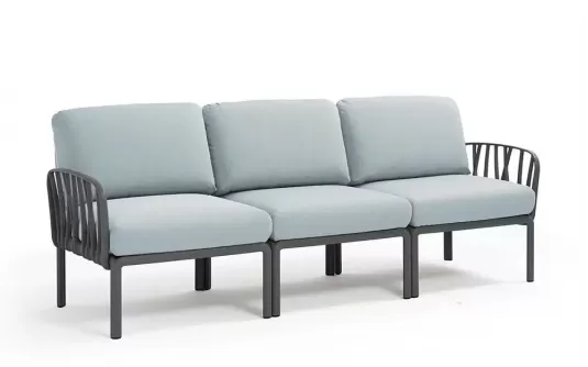 W snie żakiem sofa ogrodowa trzyosobowa modułowa z polipropylenu komodo nardi antracyt poduszka sunbrella