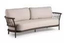 Luksusowa wygodna sofa trzyosobowa w kolorze ciemno kawowym beżowe poduszki fresca