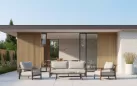 Ciemno kawowa aluminiowa sofa ogrodowa wypoczynkowa na taras OASIS