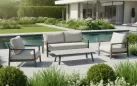 Ciemno kawowa aluminiowa sofa ogrodowa wypoczynkowa na taras OASIS