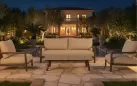 Ciemno kawowa aluminiowa sofa ogrodowa wypoczynkowa na taras OASIS