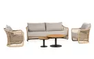 Elegancka sofa ogrodowa aluminiowa z grubymi poduszkami z punk krylik blendy w kolorze beżowym