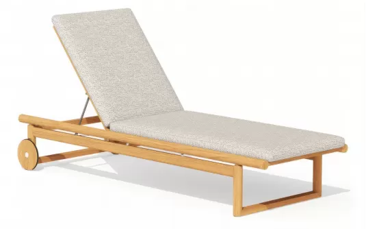 Luksusowy leżak ogrodowy z materacem z drewna tik premium oasis