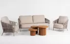 Zestaw wypoczynkowy złożonych z elementów kolekcji nuria sofa trzyosobowa 2 fotele w kolorze beżowym