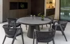 Meble ogrodowe stołowe aluminiowe grafitowe z okrągłym stołem 150 cm i 6 krzesłami algarve