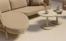 Luksusowa jasnobeżowa sofa ogrodowa z szezlongiem narożnik ginora
