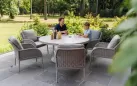 Zestaw ogrodowy stołowy beżowy dla 6 osób ze stałem o d160 cm lima