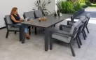 Sześcioosobowy zestaw stołowy ogrodowy aluminiowy grafitowy z ceramicznym blatem TIMBER 