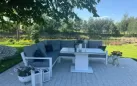Aluminiowy stół ogrodowy z regulowaną wysokością z blatem ceramicznym luca biały