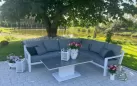 Aluminiowy stół ogrodowy z regulowaną wysokością z blatem ceramicznym luca biały