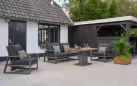 W stolik ogrodowy aluminiowy z podnoszonym blatem z drewna teak Luca antracyt