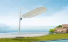 Biały designerski parasol z podstawą granitową okrągłą tekno higold