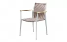 Biało -Pomarańczowe sztaplowane krzesło ogrodowe aluminiowe bali higold