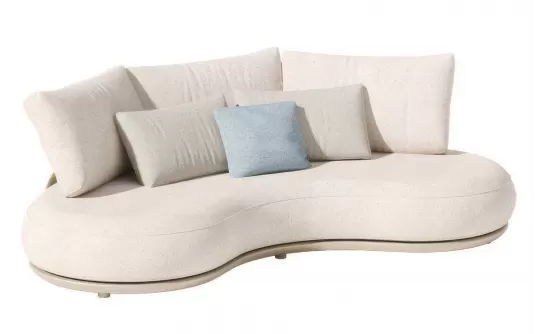 Szeroka sofa ogrodowa narożna tapicerowana jasnobeżowa Calla higold Szeroka sofa ogrodowa narożna tapicerowana jasnobeżowa Calla higold