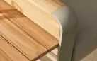 Sofa ogrodowa trzyosobowa szeroka aluminiowa beżowa z elementami teak nottingham higold