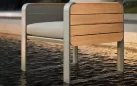 Ośmioosobowy komplet stołowy na taras nottingham beżowe aluminium i drewno teak higold
