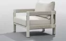 Zestaw ogrodowy wypoczynkowy z sofą trzyosobową szarobeżowy aluminiowy paros higold