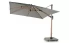 Parasol ogrodowy noga boczna efekt drewna 3x3 m | poszycie Spuncrylic jasnoszare