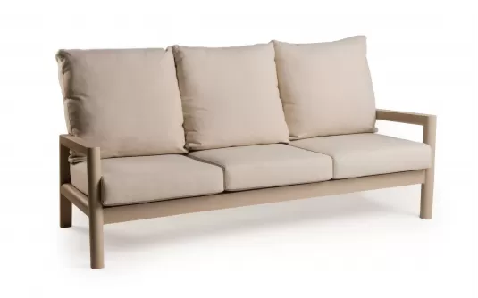 Wysoka sofa ogrodowa aluminiowa trzyosobowa beżowa Sevilla Wysoka sofa ogrodowa aluminiowa trzyosobowa beżowa Sevilla