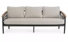 Sofa ogrodowa trzyosobowa aluminiowa grafitowa z podłokietnikami tikk i liną rope fenix