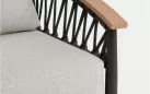 Sofa ogrodowa trzyosobowa aluminiowa grafitowa z podłokietnikami tikk i liną rope fenix