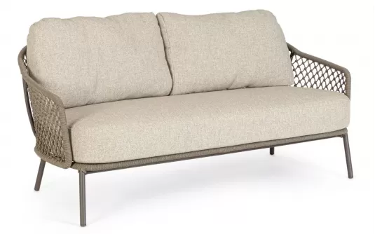 Nowoczesna sofa ogrodowa 2,5 osobowa z grubymi poduszkami olefin corbetta bizzotto beżowa