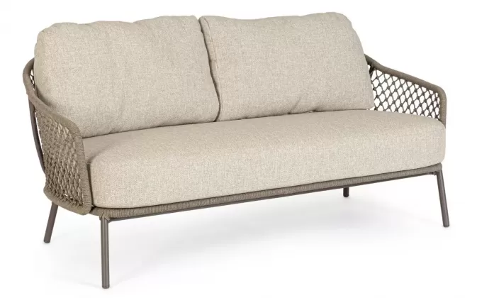 Nowoczesna sofa ogrodowa 2,5 osobowa z grubymi poduszkami olefin corbetta bizzotto beżowa