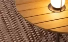 Komplet 2 stolików okrągłych ogrodowych kawowych z blatami z desek teak corbetta bizzotto d60 i 80 cm
